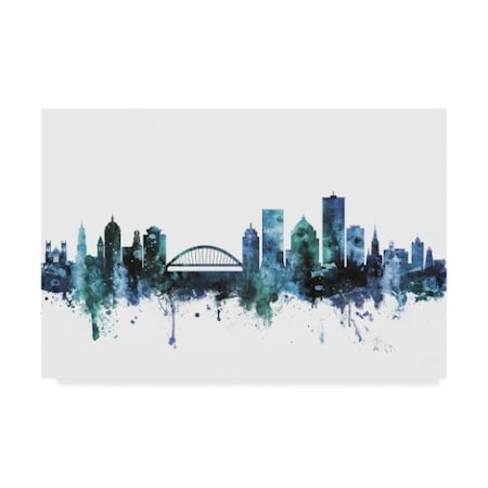 Michael Tompsett 'Rochester New York Blue Teal Skyline' Canvas Art,30x47